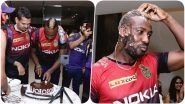 IPL 2018 Diaries Video: Team Kolkata Knight Riders Smack Cake on Andre Russell&rsquo;s Face After Winning Against Rajasthan Royals