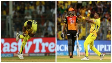 Dwayne Bravo Takes a Blinder to Dismiss Yusuf Pathan, Celebrates in Style: Check Video from IPL 2018 CSK VS SRH Qualifier 1