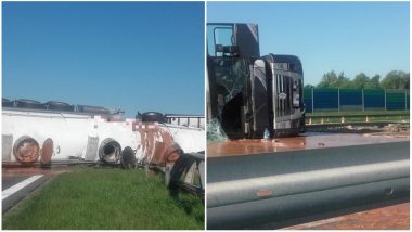 Chocolate Covered Road! Truck Carrying Liquid Chocolate Overturned on Polish Highway: View Pics