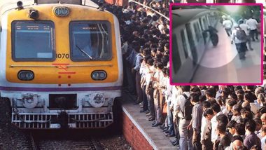 Woman Falls-Off Moving Local Train at Kurla Station in Mumbai, Alert Passengers Saves Her Life, Watch Video