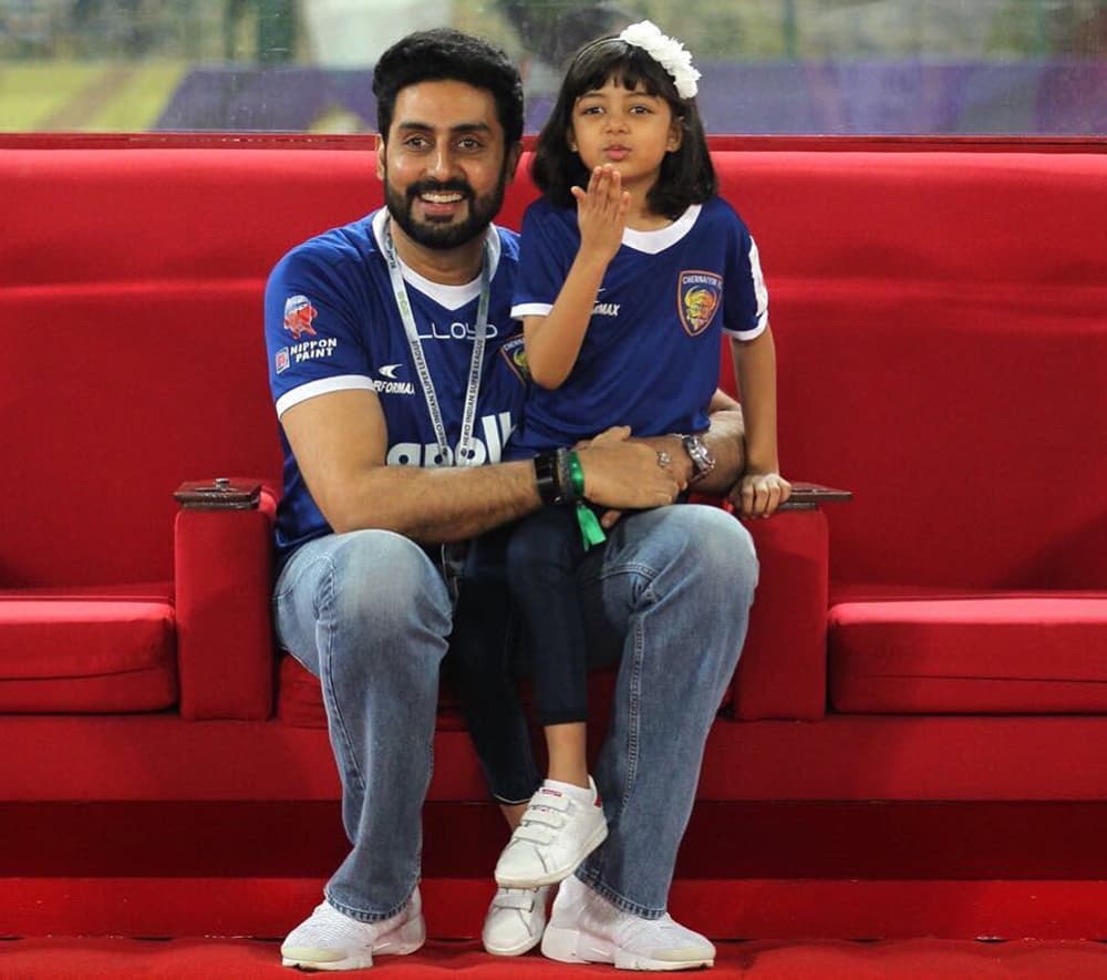 Abhishek Bachchan's daughter Aradhaya is often seen accompanying him to events. Abhishek Bachchan's daughter Aradhaya is often seen accompanying him to events.