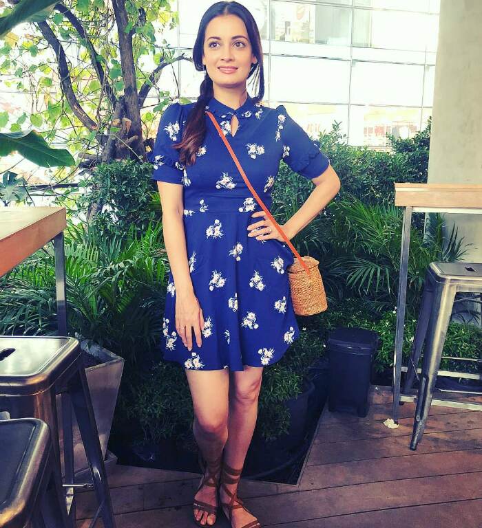 The Sanju actress looks fresh as a daisy in this cobalt blue print mini dress. The Sanju actress looks fresh as a daisy in this cobalt blue print mini dress.