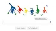 Father's Day 2018 Google Doodle is Made of Colourful Hand Prints in Cute Dino Shapes to Convey Beautiful Greetings!