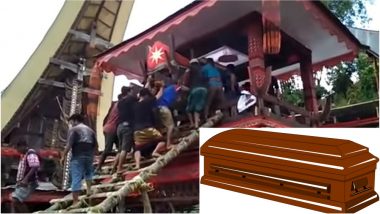 Indonesian Man Killed by Falling Mother’s Coffin: Disturbing Graphic Video Shows the Man Crushed to Death!