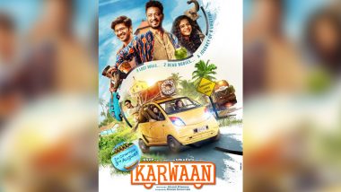 Karwaan New Poster: Irrfan Khan, Dulquer Salmaan, Mithila Palkar and Two Dead Bodies Are All Set For a Crazy Trip