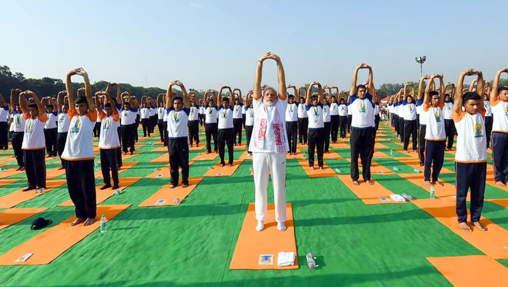 PM Modi celebrates 4th international day of yoga in Dehradun. PM Modi celebrates 4th international day of yoga in Dehradun.