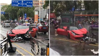 Brand New Rs 4.5 Crore Worth Ferrari Destroyed in Seconds As Woman Loses Control, Watch Video