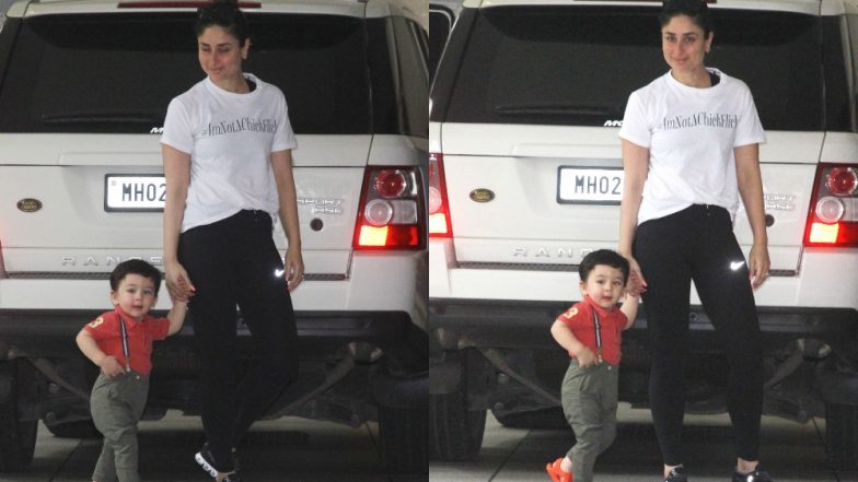 Taimur Strikes a Pose With Mommy Kareena Kapoor Khan in the Cutest Little Outfit With Suspenders – View Pics