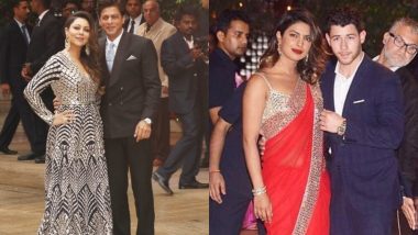 Akash Ambani-Shloka Mehta’s Engagement Ceremony: Shah Rukh Khan Poses With Wife Gauri, Priyanka Chopra With Nick Jonas – Check Out Celebs Who Attended the Function