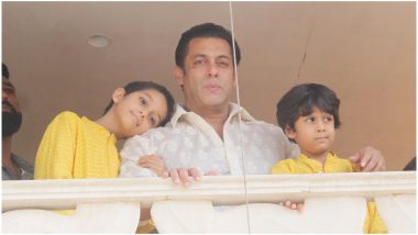 Salman Khan Comes Out to Wish His Fans Eid Mubarak With His Nephews For Company - View Pics