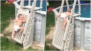 Toddler Climbs Locked Pool Ladder! Viral Video Shows Importance of Safety Near Swimming Pools