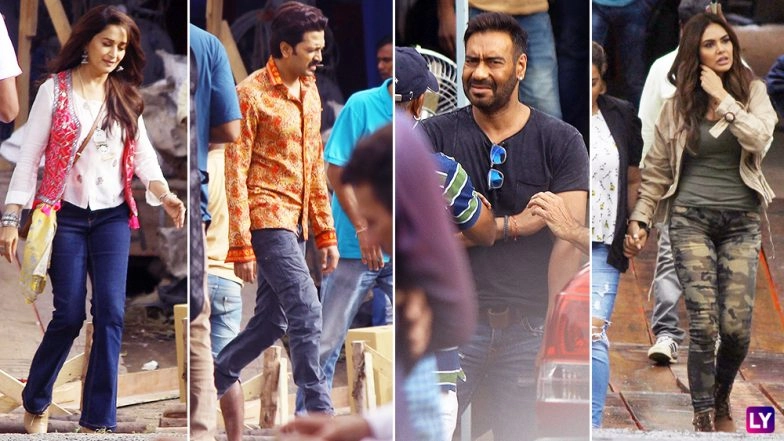 [PICS] Madhuri Dixit, Ajay Devgn, Ritiesh Deshmukh, Mahesh Manjrekar and Esha Gupta Spotted on the Sets of Total Dhamaal