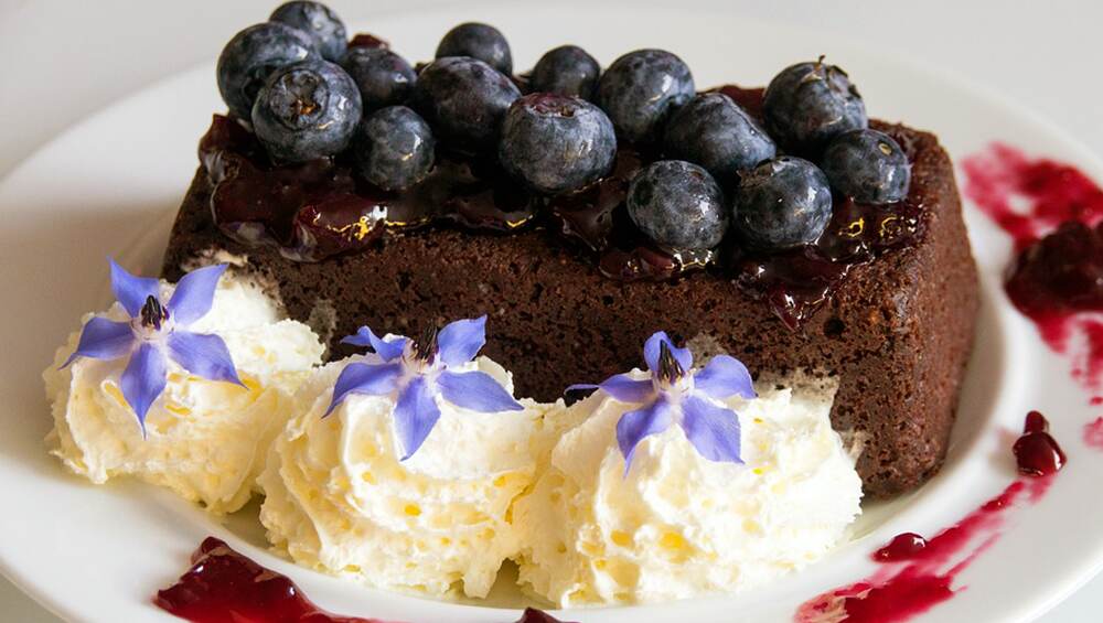 Blueberries make a great buddy to chocolate brownies. Blueberries make a great buddy to chocolate brownies.