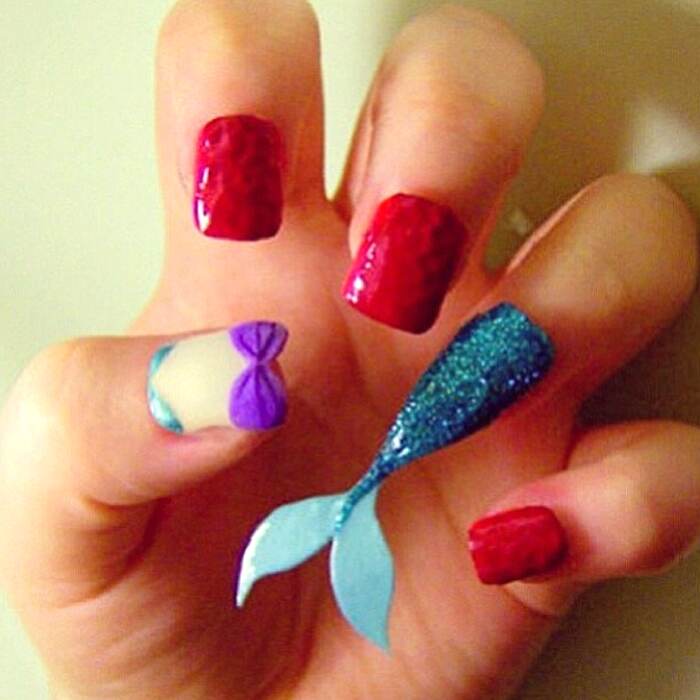 Mermaid nails have many variations. Mermaid nails have many variations.