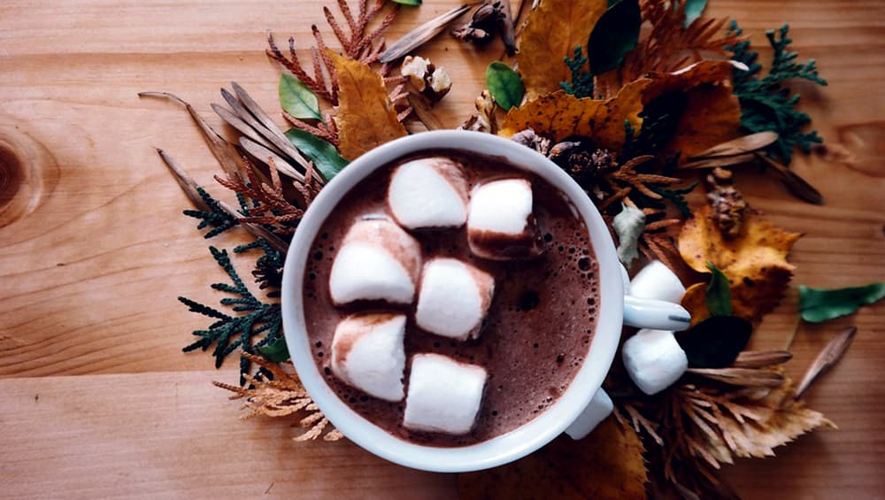 Hot chocolate with a mashmellow topping is a popular winter drink. Hot chocolate with a mashmellow topping is a popular winter drink.