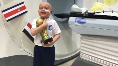 Little Ben Holding His World Cup Trophy After Radiotherapy Is an Inspiration for England to Win 2018 FIFA World Cup
