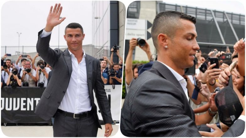 Juventus’ Cristiano Ronaldo Arrives in Turin With His Son Mateo Ahead of the Club’s First Training Session (Watch Video)