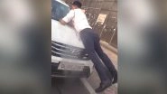 Watch Video: Delhi Traffic Cop Risks His Life, Clings Onto SUV&rsquo;s Bonnet to Stop Man From Getting Past Police Check Post