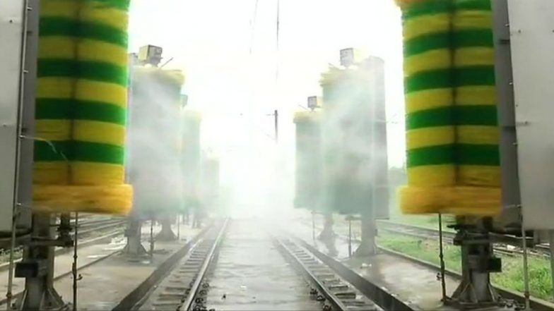 Indian Railways Installs Automatic Train Washing System at Delhi’s Hazrat Nizamuddin Station, Takes 8 Minutes to Wash a 24-Coach Rake