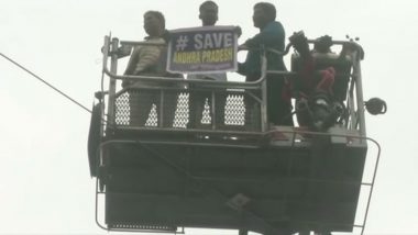 Delhi: Man Climbs Tower Near Metro Bhawan Demanding Special Status for Andhra Pradesh, Comes Down After Police Intervention