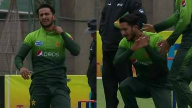 Hasan Ali’s 'Bomb-Explosion' Celebration During PAK vs ZIM Cricket Match Turns Painful, Watch Video