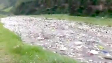 Ashwani Khad River Supplying Water to Shimla Overflows Amid Heavy Rains, Video Shows Water Carrying Tonnes of Litter