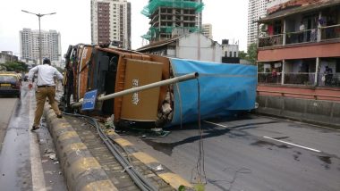 Mumbai Traffic Update: Huge Jam at Lalbagh Flyover As Overloaded Truck Overturns