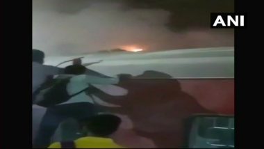 Jammu Rajdhani Coach Roof Blaze Fire Near Sabzi Mandi Station, No Injuries (Watch Video)