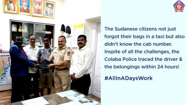 Mumbai Police Help Sudanese Citizen Recover His Bag Forgotten in a Taxi Within 24 Hours