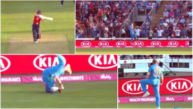 Shikhar Dhawan Takes One of Best Catches of All Time: Watch Video When Gabbar Sent Eoin Morgan Back During 2nd T20I Match at Cardiff!