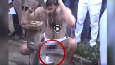 Tej Pratap Yadav Exposes a Little too 'Much' While Taking Bath at Handpump, Video Goes Viral