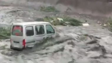 Watch Video: Parked Car Floats After Drain Overflows in Gwalior’s Taraganj Area in Madhya Pradesh