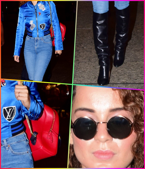 Kangana Ranaut Wears a Chic Blue Bomber Jacket and Knee-High Boots for ...