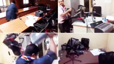 MNS Workers Ransack PWD Office in Navi Mumbai Over Pothole-Related Deaths; Watch Video