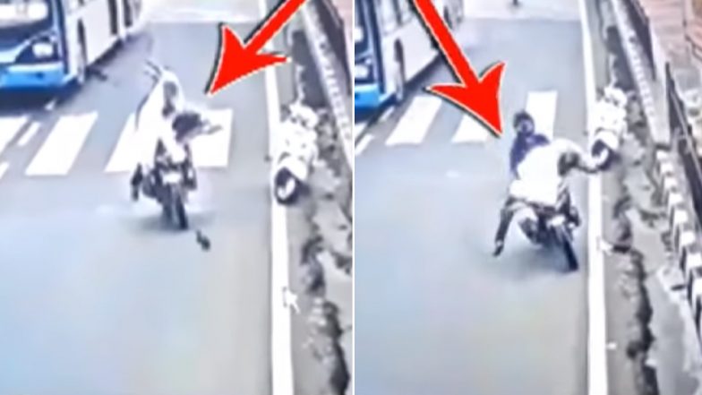 Hyderabad Motorist Hits Bike Into Priest Crossing The Road (Watch Accident Video)