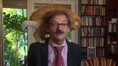 Polish Historian Gives Live TV Interview With his Cat Sitting on His Shoulder! Little Pet Steals the Show, Watch Video