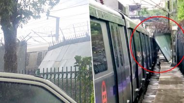 Delhi Metro Violet Line Service Disrupted After Portion of Boundary Wall Falls On Coach Amid Heavy Rains