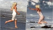 Lady Gaga Bares Her Assets and Tattoo as Her Sheer Dress Gets Drenched During a Beach Photo Shoot