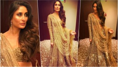 India Couture Week 2018 Day 2: Kareena Kapoor Khan Sizzles in Gold Lehenga as She Walks the Ramp for Falguni-Shane Peacock