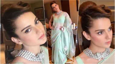 Kangana Ranaut’s Scintillating Retro Look Has Got Us Hooked as She Attends an Event in Raipur (See Pics)