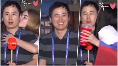 2018 FIFA World Cup: Viral Video of South Korean Journalist Kissed by Female Russian Fans on Live TV Spark Debates in China
