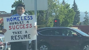 California Homeless Man Receives Hundreds of Job Offers After Holding ‘Hungry for Success’ Placard & Distributing His CVs