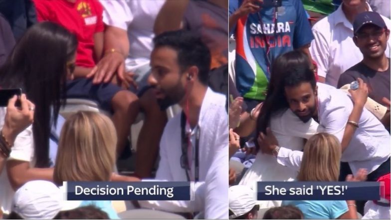 Guy Proposes a Girl on LIVE TV Who Said 'Yes': Watch Video of the Cute Proposal During IND vs ENG 2nd ODI