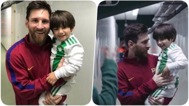 Lionel Messi Wins Hearts; Plays With the Son of An Opponent Team Player (Watch Video)