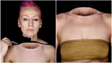 Make-Up Artist Mirjana Kika Milosevic Makes Her Head Disappear in Optical Body Illusion (Watch Spooky Video)