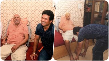 PICS: Sachin Tendulkar Meets His Coach Ramakant Achrekar on Guru Purnima; Seeks Blessing From Him