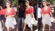 Mouni Roy Looks Red Hot in a Plunging Neckline Crop Top and Asymmetrical Skirt - See Pics