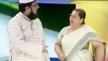 Maulana Ejaz Arshad Kajmi And SC Advocate Farah Faiz Get Into an Ugly Physical Fight During Triple Talaq Debate on LIVE TV at Zee Hindustan Show (Watch Video)