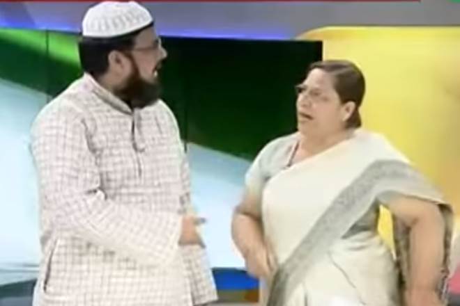 Maulana Ejaz Arshad Kajmi And SC Advocate Farah Faiz Get Into an Ugly Physical Fight During Triple Talaq Debate on LIVE TV at Zee Hindustan Show (Watch Video)