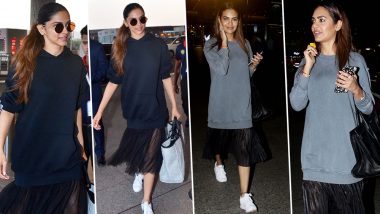 Esha Gupta COPIES Deepika Padukone’s Previous Airport Look – View Pic